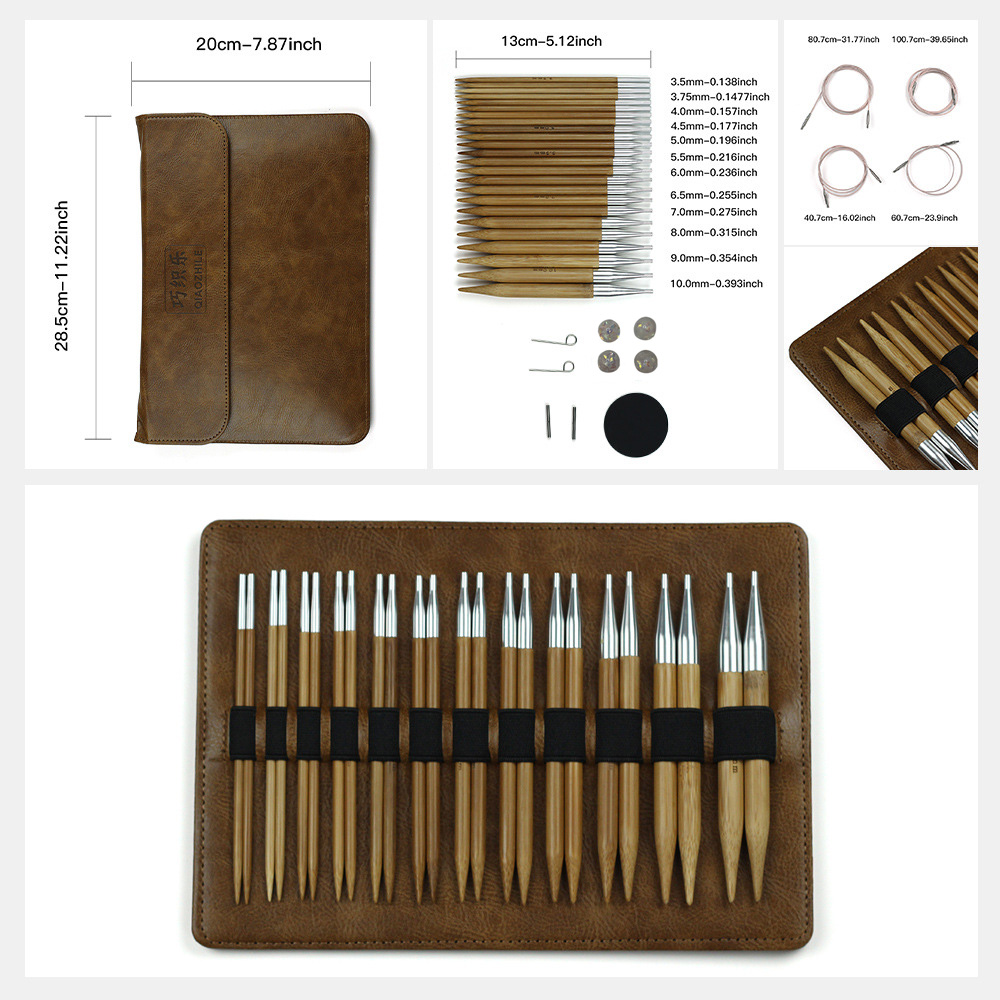 Knitting Needle Circular - 10Pairs Bamboo Interchangeable Removable Knitting Needles