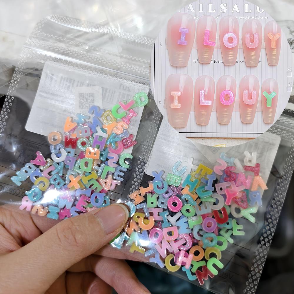 Art And Craft Letter Z - 100/200Pcs 3D Candy Color Letter Nail