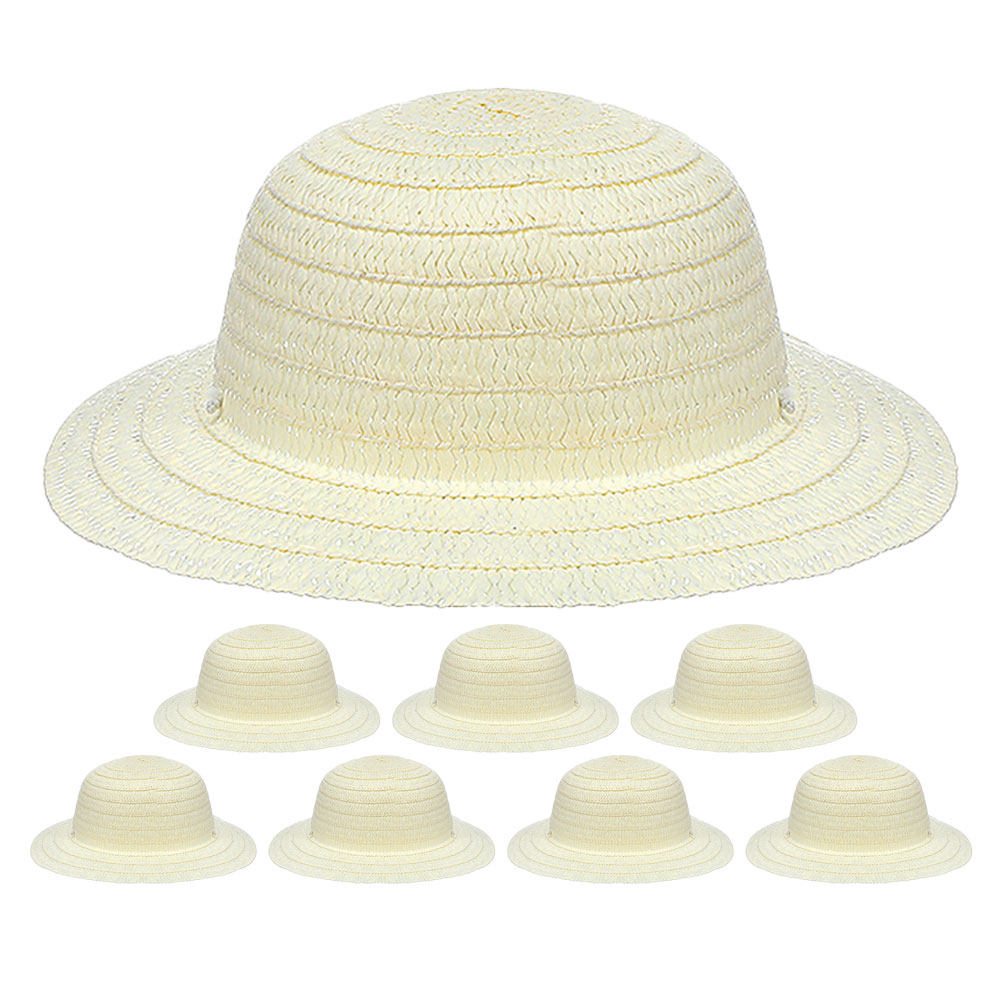 8Pcs DIY Kids Straw Hats White - Art Craft Painting 评论和价格