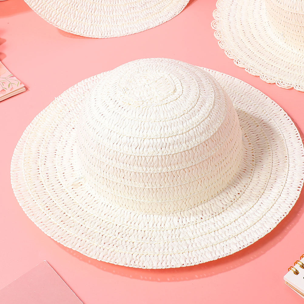 8Pcs DIY Kids Straw Hats White - Art Craft Painting 评论和价格