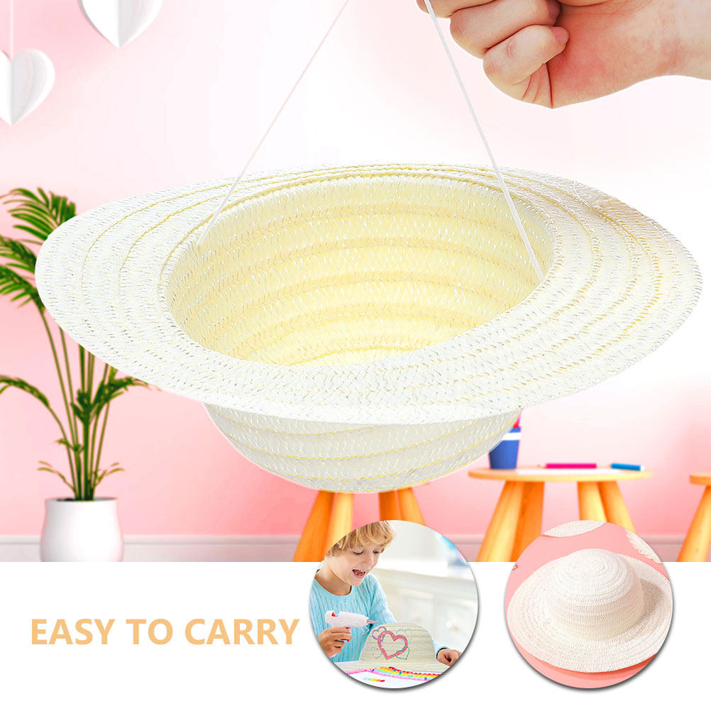 8Pcs DIY Kids Straw Hats White - Art Craft Painting 评论和价格