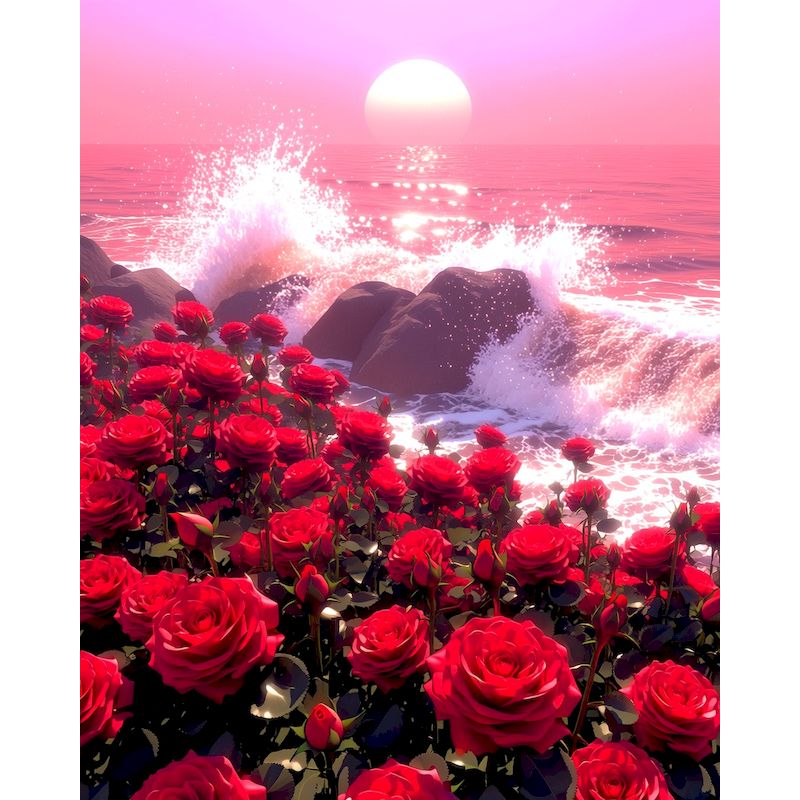 GATYZTORY Seaside Rose Paintin - Art Craft Decoration Ideas 评论和价格
