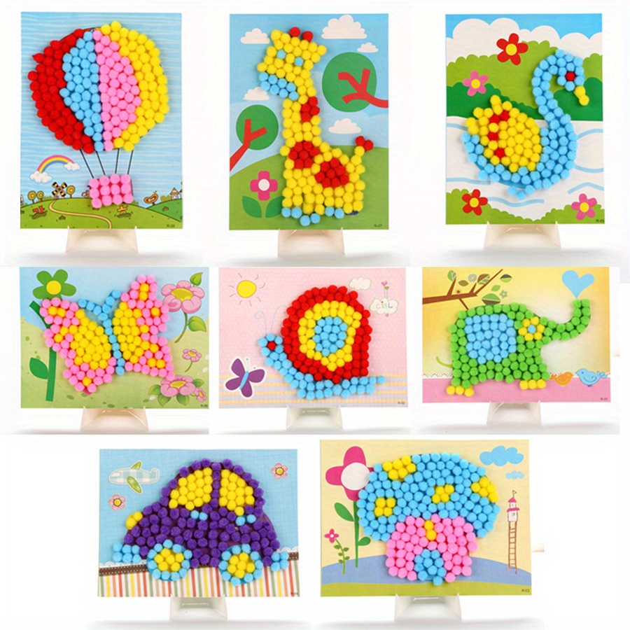 2pcs 16x21cm Colorful Pom-Pom  - Art Craft Painting 评论和价格
