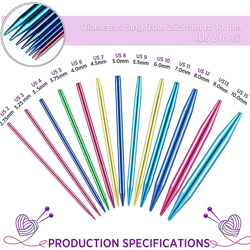 24Pcs Aluminum Interchangeable - Knitting Needle Circular 评论和价格