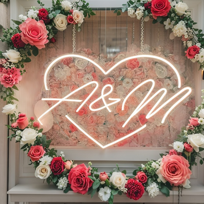 Custom Initials Heart LED Neon - Art Craft Christmas 评论和价格