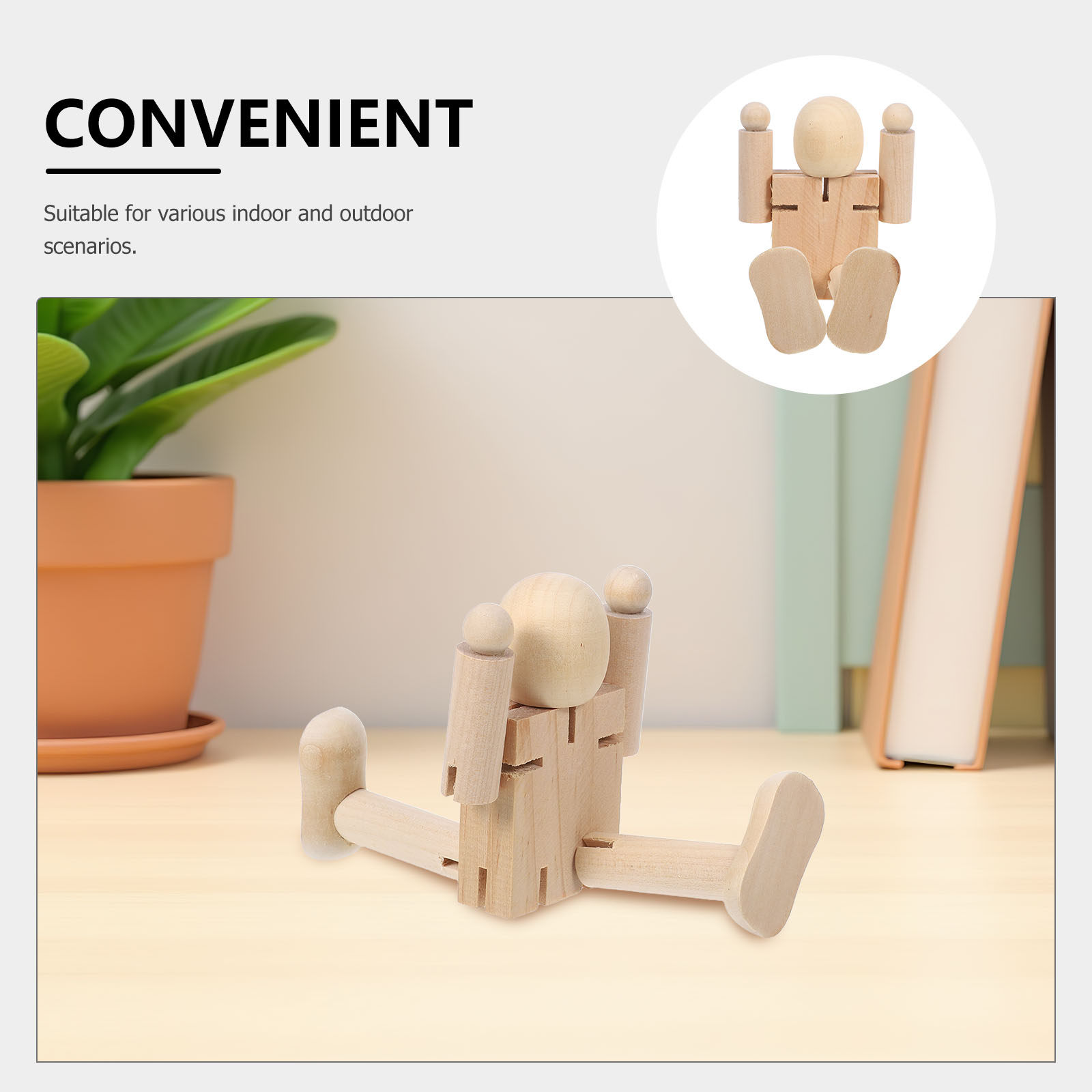 4Pcs Wooden Robot Natural Unfi - Art Craft Robot 评论和价格
