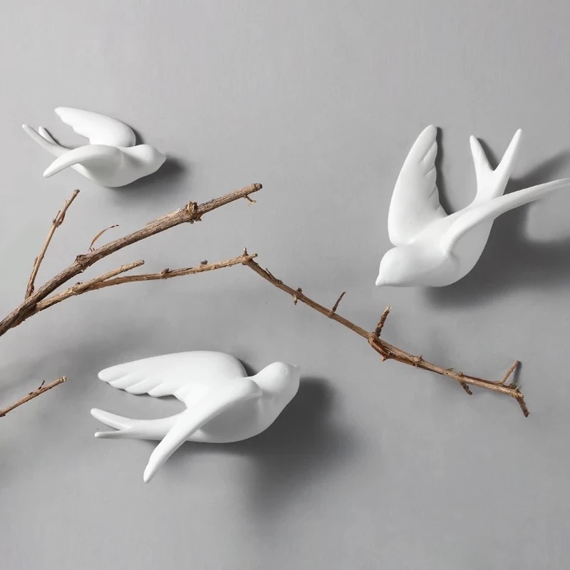 Creative Ceramic Birds Wall Ha - Art Craft Background 评论和价格