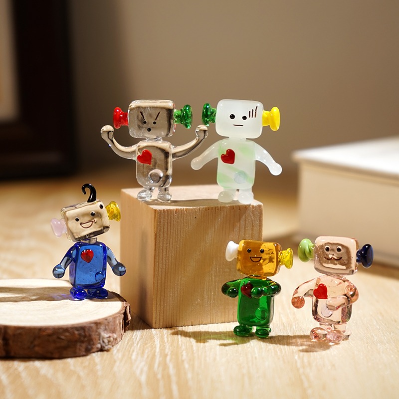 Cute Face Robot Handcrafted Gl - Art Craft Robot 评论和价格