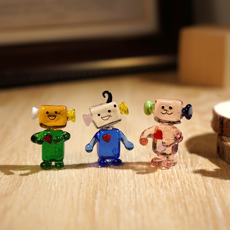 Cute Face Robot Handcrafted Gl - Art Craft Robot 评论和价格
